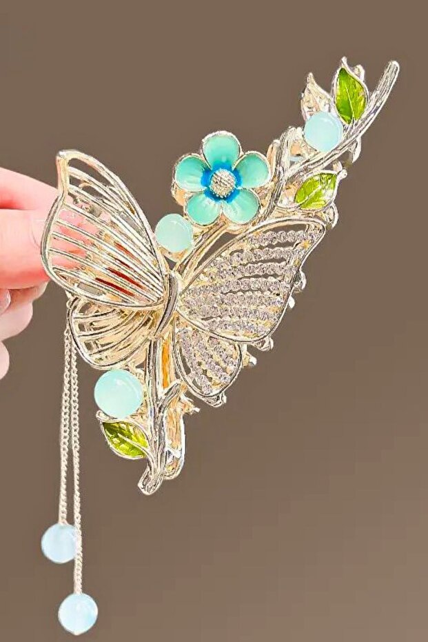FLOWER LEAF BRANCH STONE METAL LATCH BUCKLE