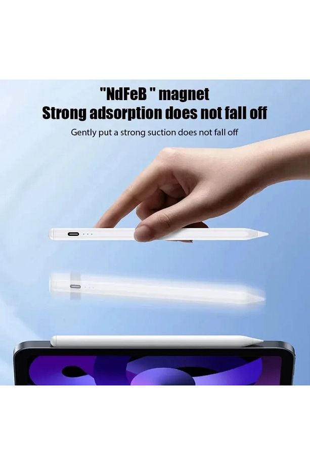 iOS Android Windows Uyumlu Tablet Kalemi Yedek Uçlu Universal Type-C Şarjlı iPad Yazı Çizim Kalemi - 4