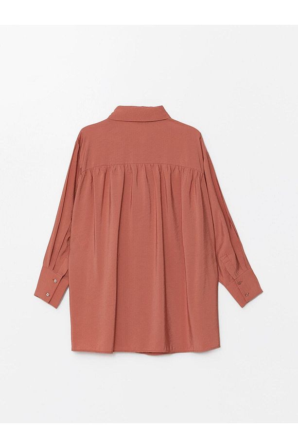 LCW Modest Açık Haki Düz Oversize Kadın Gömlek Tunik - 2