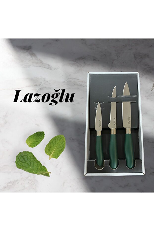 3'Lü Bıçak Seti Yeşil Sap - 2