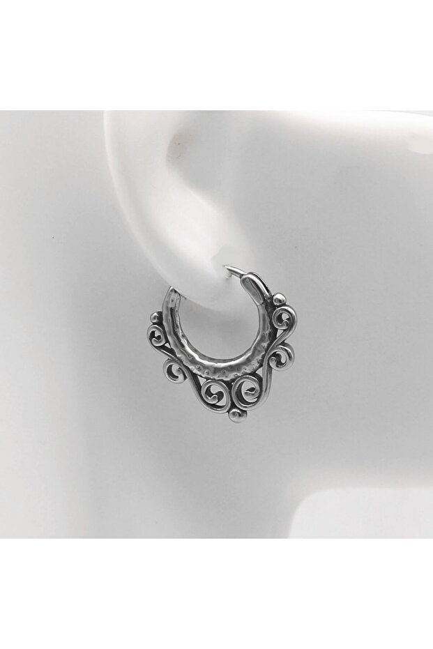 Vintage Design Hoop Boutique Design Tarnish-Free & Rust-Proof 316L Steel Gothic Earrings