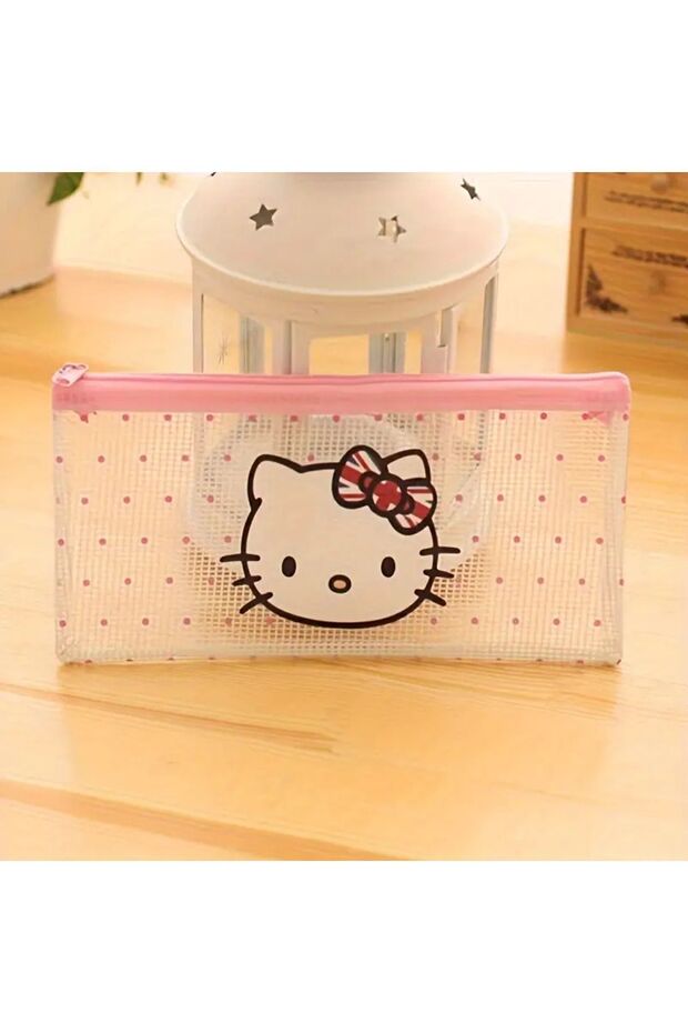 Çocuk kalem kutusu hello kitty figürlü şeffaf fileli - 1