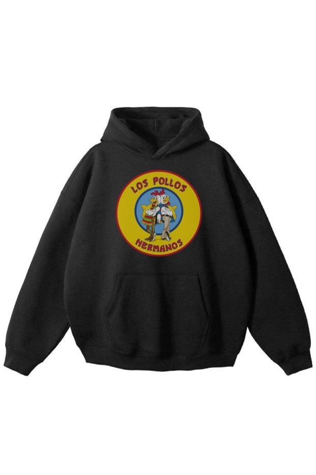 Black Los Pollos Hermanos Breaking Bad Three Thread Raster Unisex Sweatshirt Loose Fit