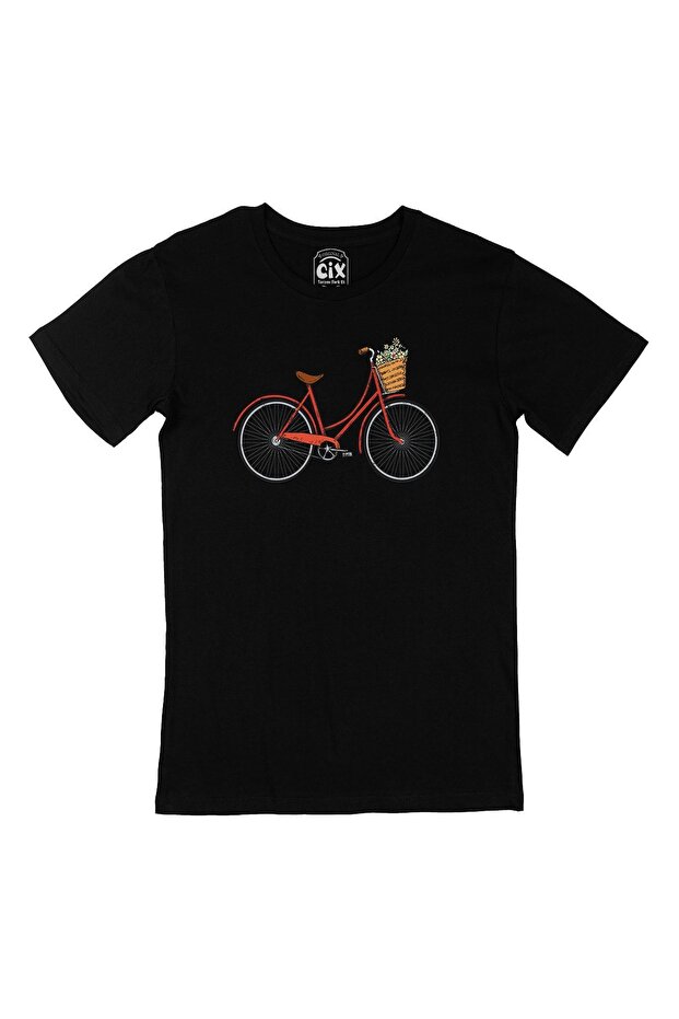 Black T-Shirt with Adalar Bicycle Pocket Logo Design