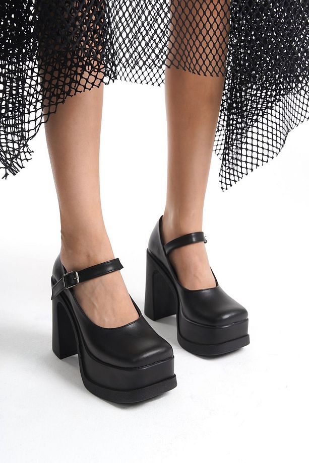 Kadın Viva Siyah Tek Baletli ( 12 cm ) Platform Topuklu Ayakkabı - 2