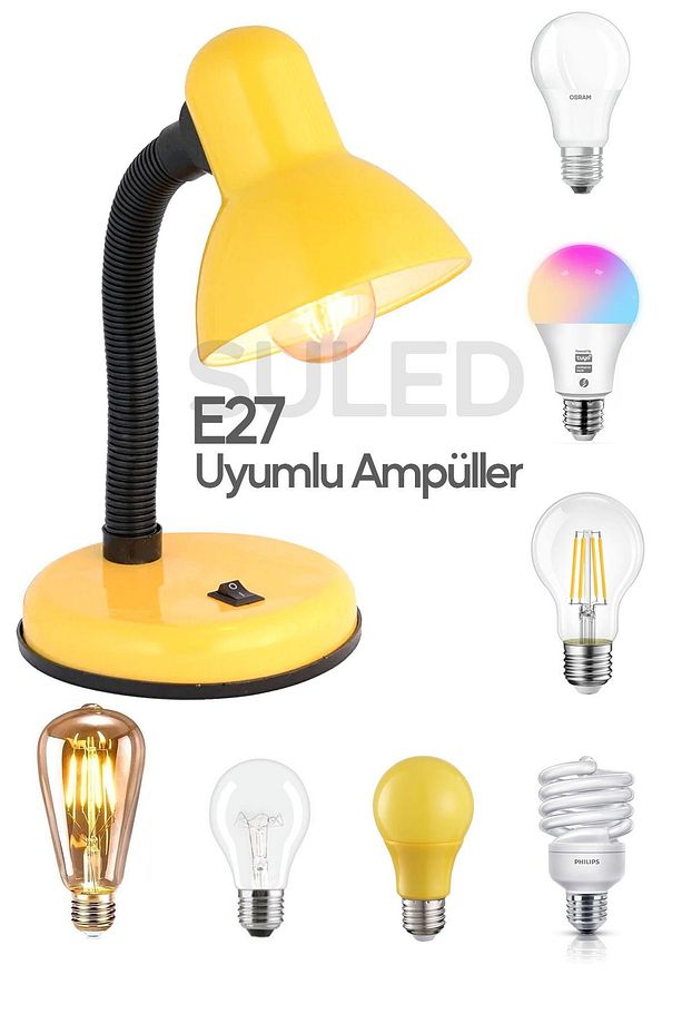 Masa Lambası E27 Standart Ampül 220V Esnek Açısı Ayarlanabilir Çocuk Odası ve Çalışma Lambası - 2