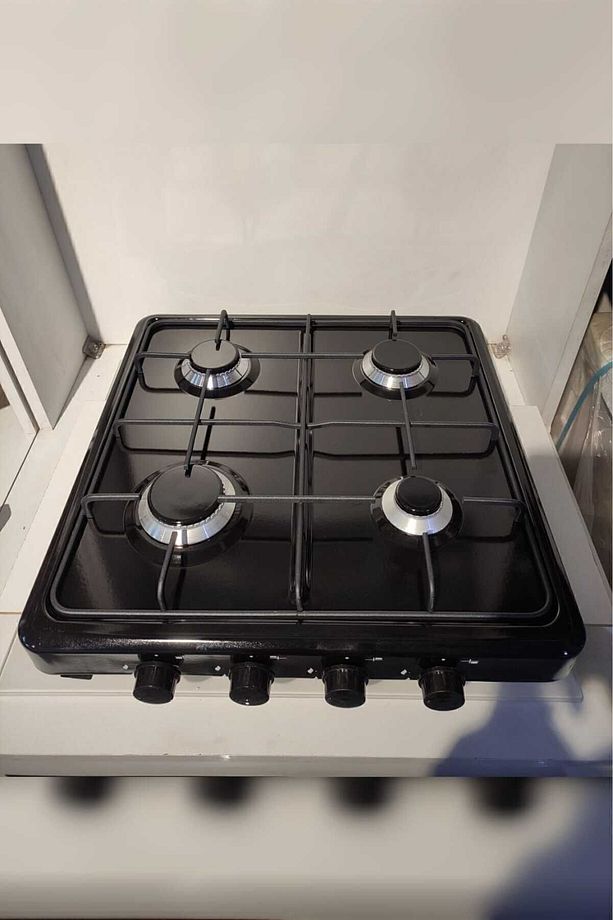 Set Üstü 4 Lü Ocak Siyah Dört Gözlü Ocak Set Üstü Ocak Tüp Uyumlu LPG-Siyah - 1