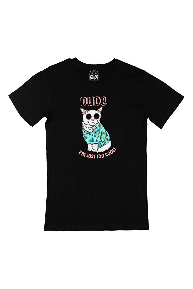 I Am Just Too Cool Dog Black T-Shirt with Pocket Logo Design