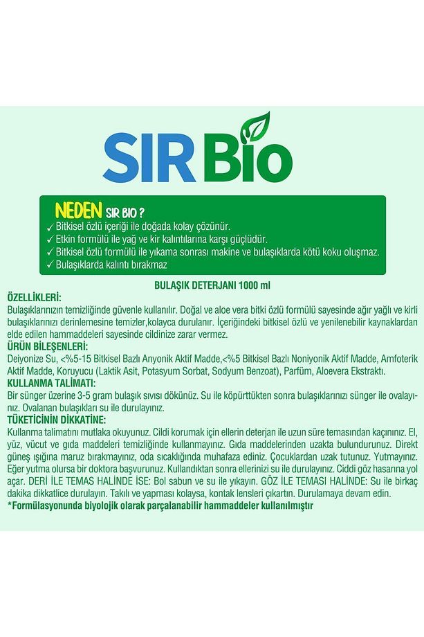 Bitkisel Özlü Elde Bulaşık Deterjanı 1000 ml Pompalı Şişe - 2