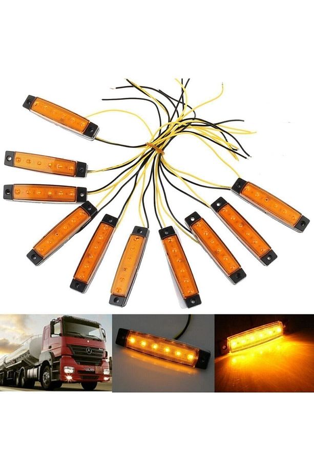 Dorse Parmak Lamba 12 -24 Volt 6 Ledli Sarı Renk 10 Adet Parmak Led Dorse Kamyon Led Lamba Turuncu - 6
