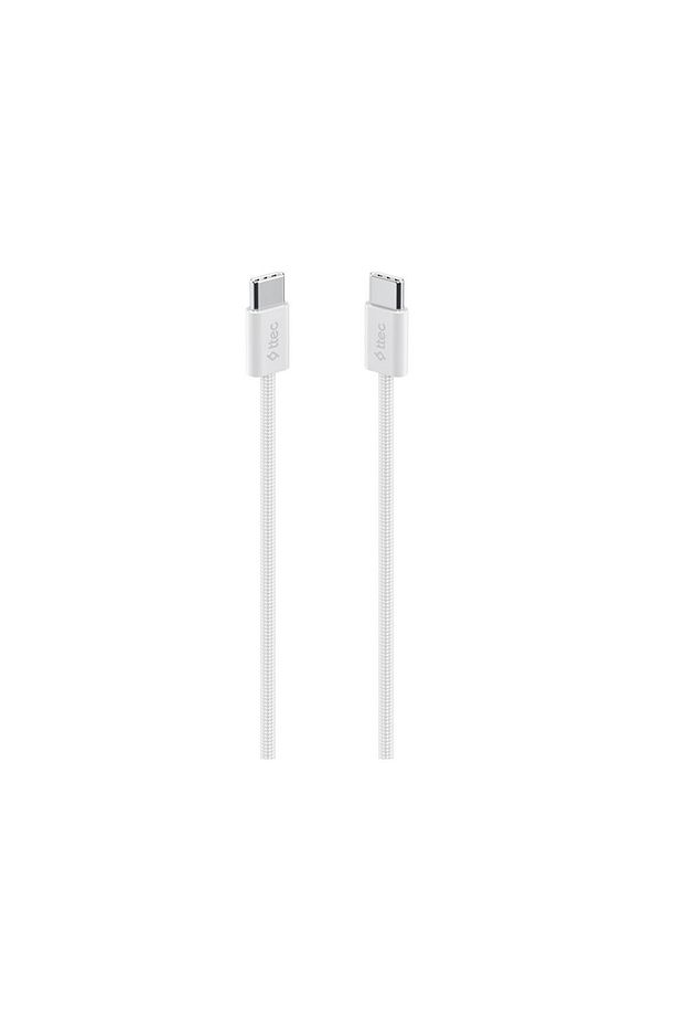 USB-C - USB-C 100cm 60W PD Örgü Hızlı Şarj/Data Kablosu Beyaz - 1
