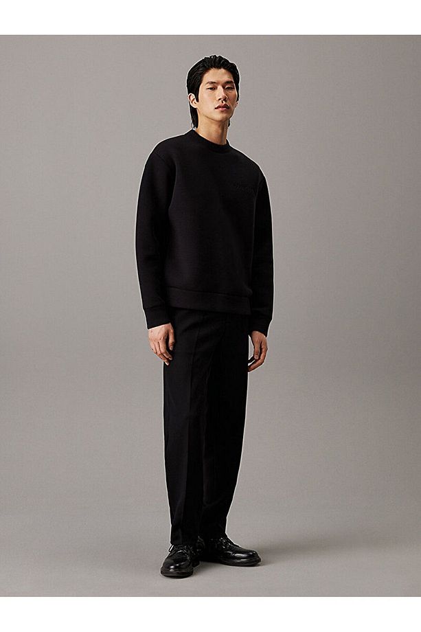 Erkek Bisiklet Yaka Pamuklu Normal Kesim Siyah Sweatshirt K10K113570-BEH - 4