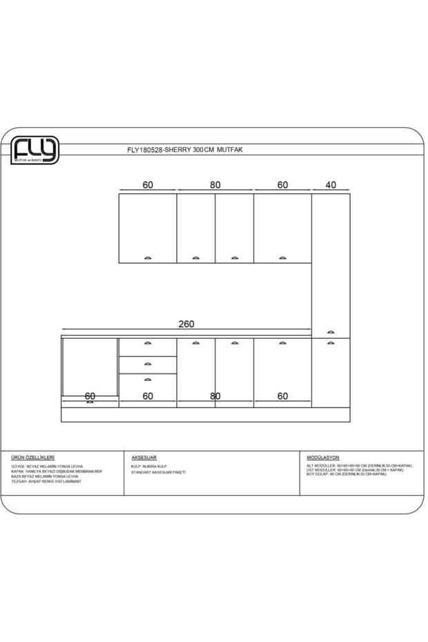 300 Cm Sherry Mutfak Fly180528 - 5