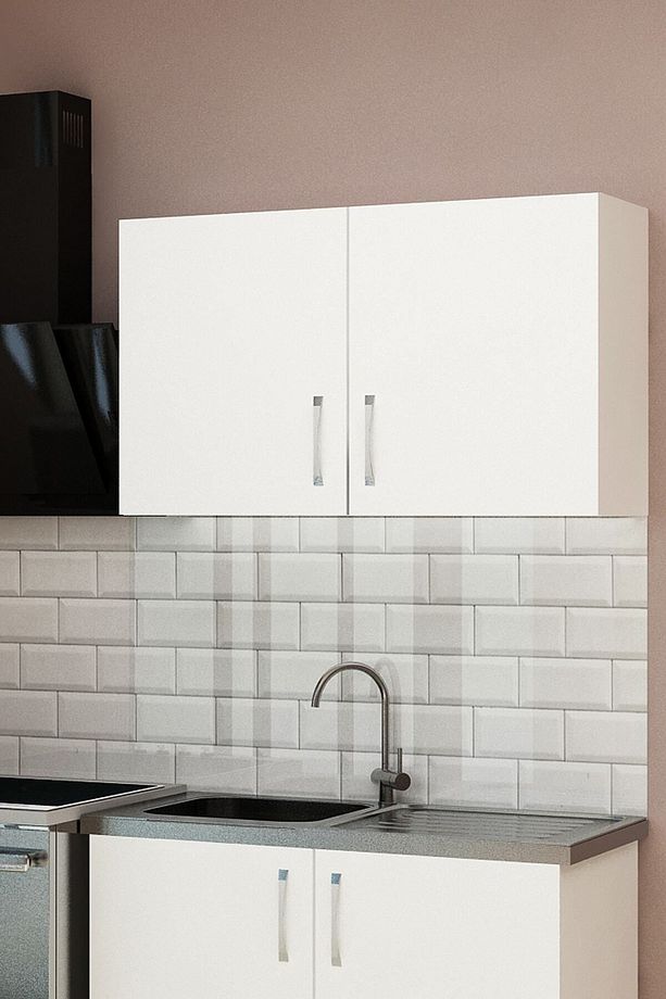 100 cm Mini Mutfak Üst Modül Dolabı Modern Duvara Monte Dolap - 5