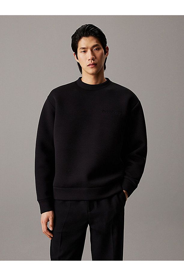 Erkek Bisiklet Yaka Pamuklu Normal Kesim Siyah Sweatshirt K10K113570-BEH - 1
