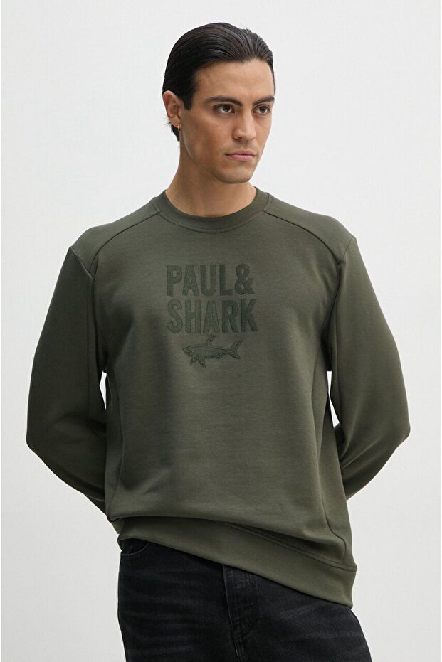 Men's Cotton Long Sleeve Woven Daily Use Khaki Sweatshirt 14311890-036