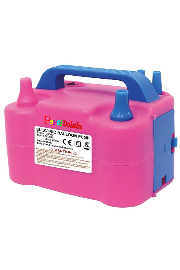 Parti Dolabı Çift Çıkışlı Balon Şişirme Makinası, Elektrikli Balon Pompası 73005 Pembe Mavi