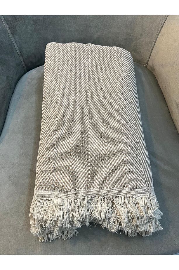 Koltuk Örtüsü 170x210 Balık Sırtı Desen Bej - 4