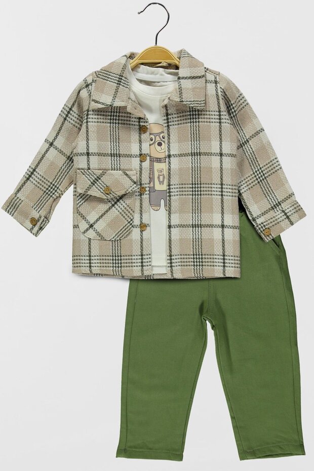 Stylish Plaid Shirt, T-Shirt and Trousers 3-Piece Children's Set