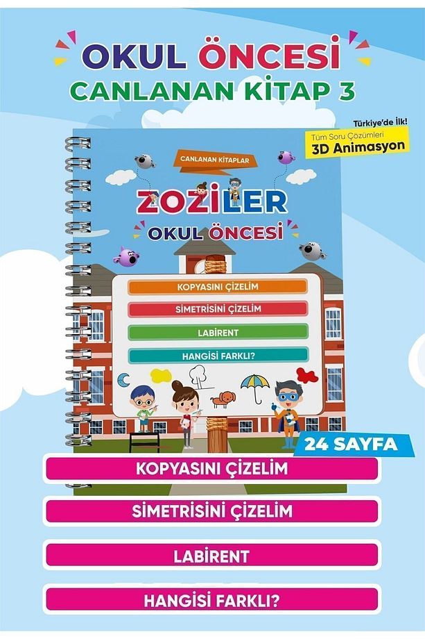 Okul Öncesi Canlanan Kitap Seti - İlkokula Hazırlık - (5 KİTAP) - 7
