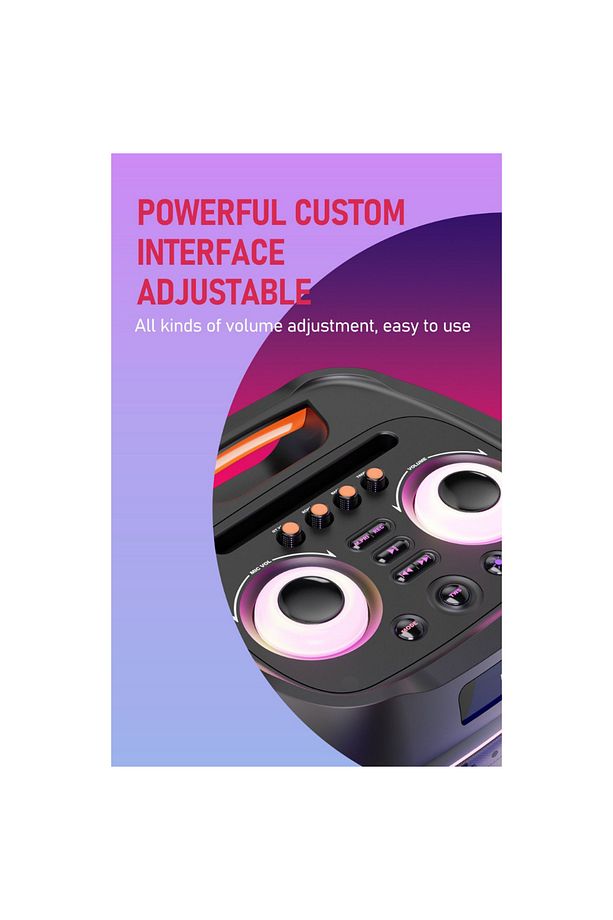 Taşınabilir RGB Bluetooth USB SD TWS Parti Karaoke Microfon Hoparlör SesBombası 2x10inc 100wMaxPower - 3