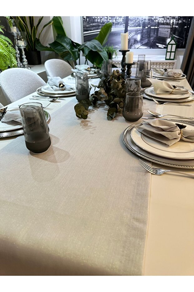 Linen Textured Silvery Gray Runner - 6
