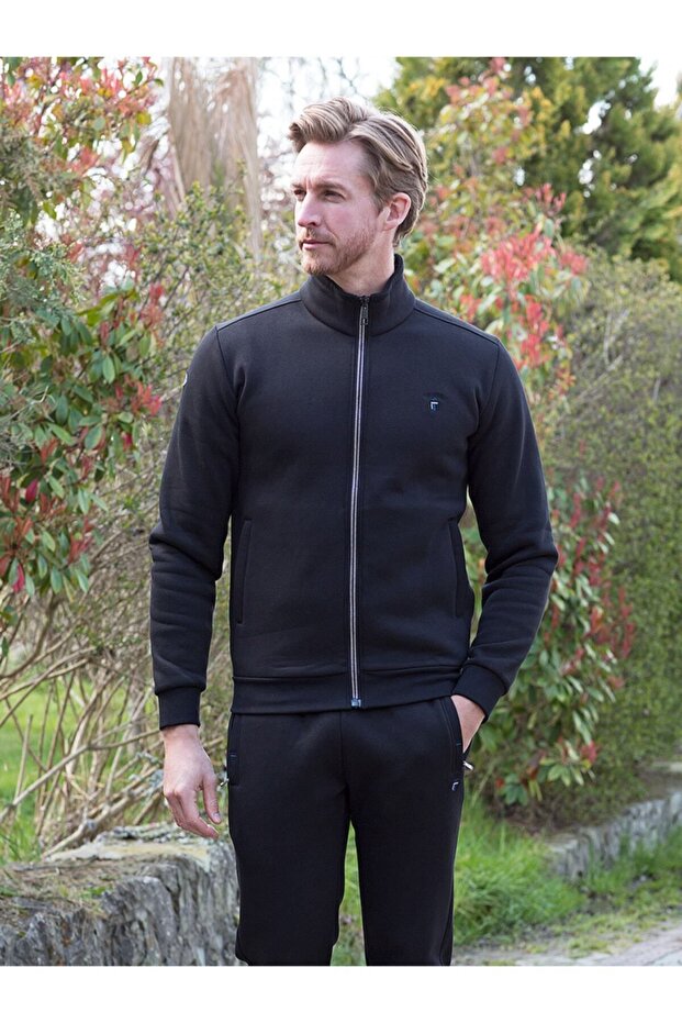 Men's Plus Size Stand Collar Zippered Sweatshirt