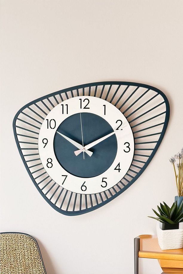 Dekoratif Yeni Modern Bellatrix Antrasit Gri Ahşap Duvar Saati 48 cm - 1