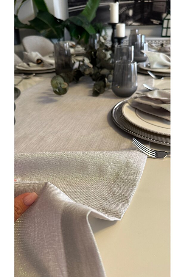 Linen Textured Silvery Gray Runner - 8