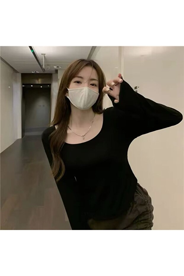 Siyah Basic Uzun Kollu Body - 3