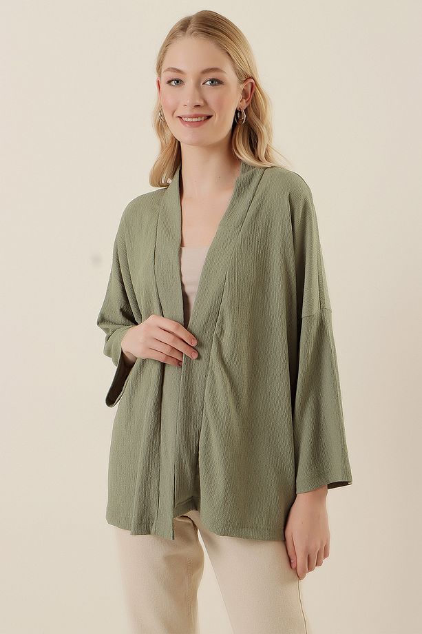 5862 Örme Kimono - Çağla - 3
