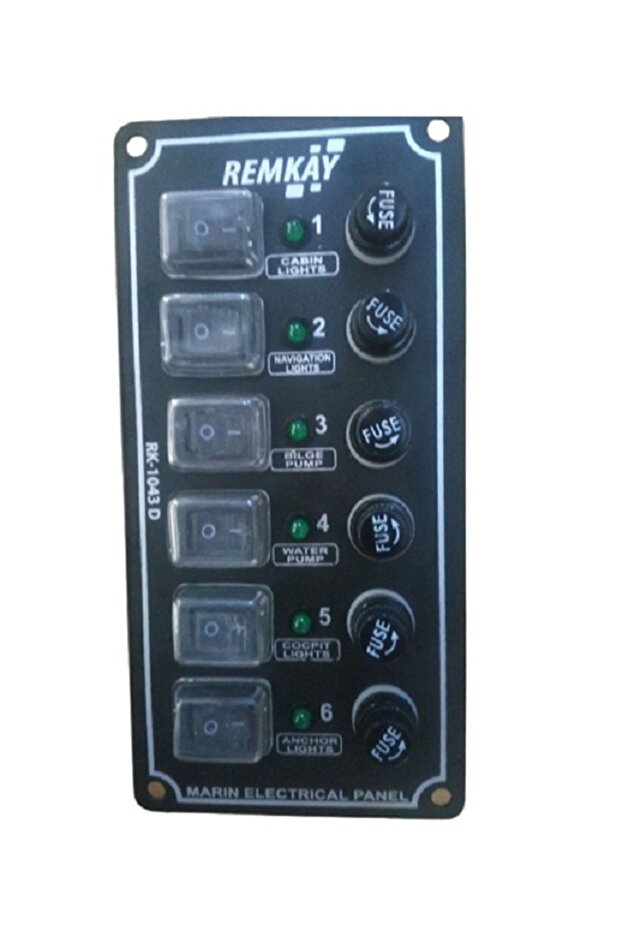 Tekne Sigorta Paneli, Karavan Sigorta Paneli, Switch Panel, 6'lı, 80x170mm - 2