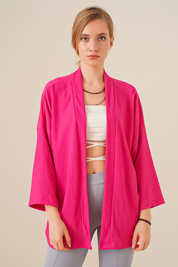 5862 Knitted Kimono - Fuchsia