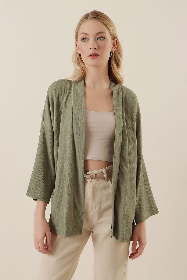 5862 Örme Kimono - Çağla - 1