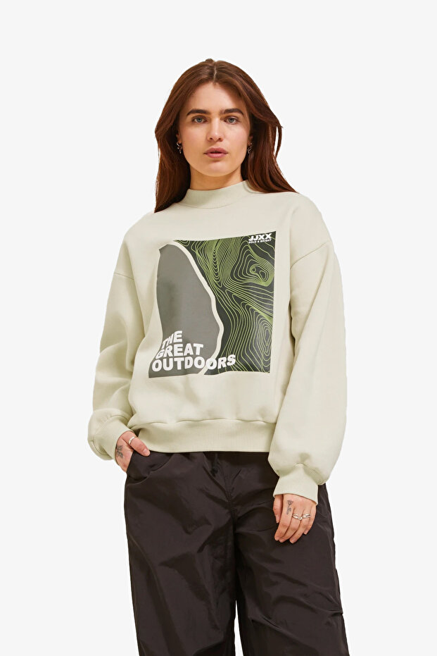 Jxella Loose Crew Ls Swt Women's White Sweatshirt12241324White