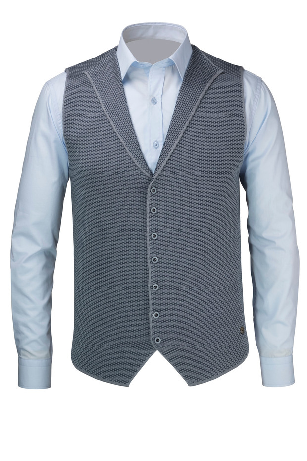 Men's Buttoned Sports / Classic Knitwear Knitted Sleeveless Light Blue Vest - 5001Ls