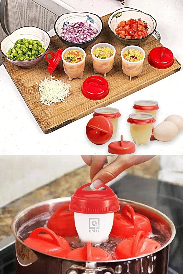 Silicone Egg Mold with Vegetables, Set of 6, Egg Shaping and Cooking Set