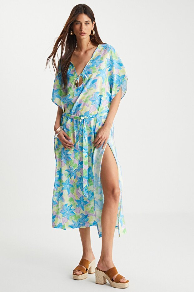 Desenli Modal Elbise - 1