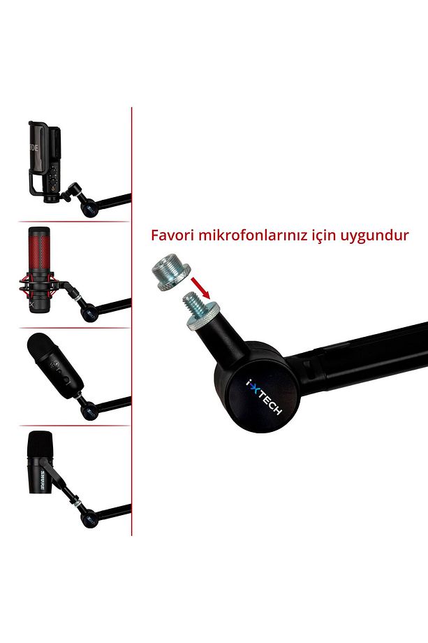 Mikrofon Tutucu Stand - Yayın Ve Podcast Için Ayarlanabilir 360° Mikrofon Kolu Boom Arm - Hero - 9
