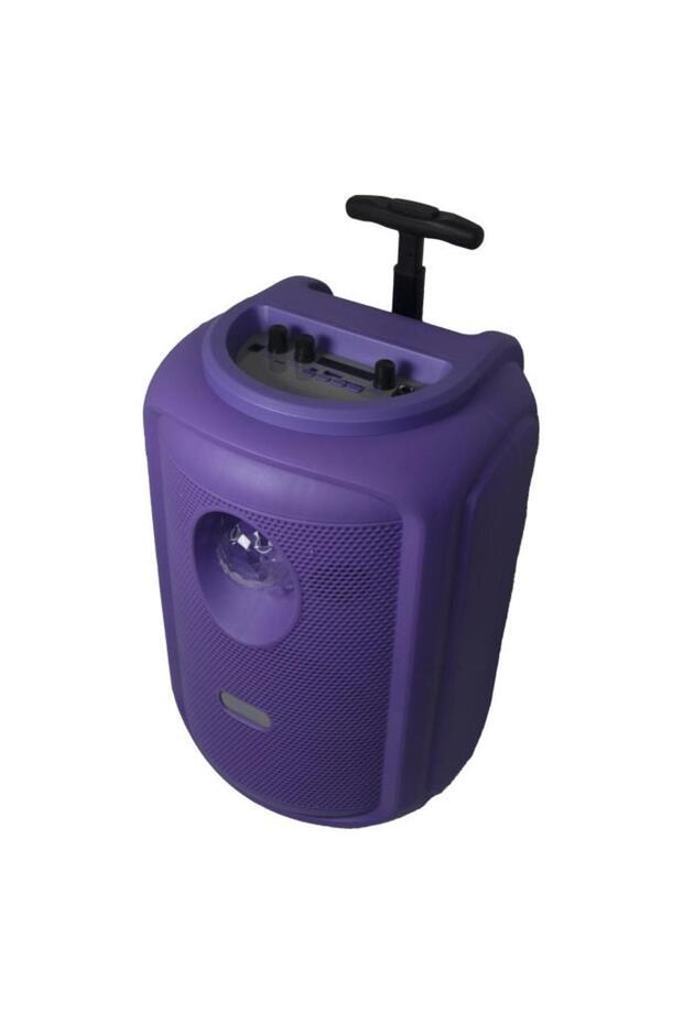 KTS-2111 Mor RGB Ledli Mikrofonlu Tekerlekli Bluetooth Hoparlör Speaker - 6