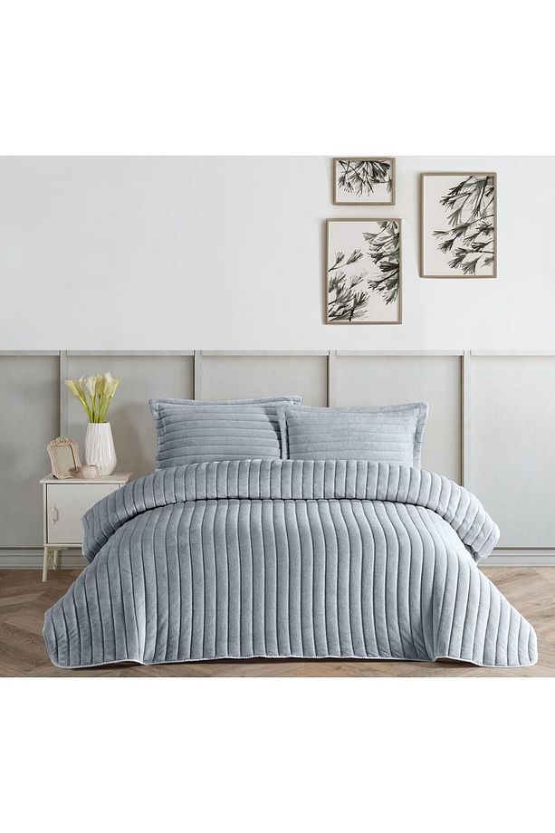 L'orıent Bonita Silver Gri Çift Kişilik Yatak Örtüsü Seti - 1