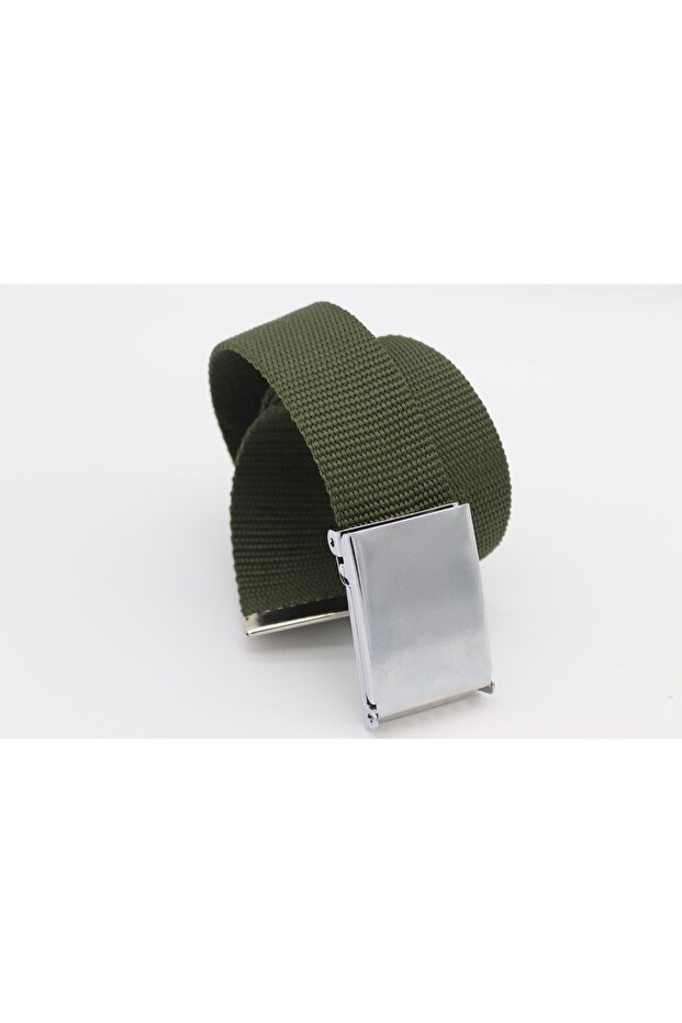 Unisex Woven Khaki Green Tactical Sport Canvas Cloth Belt
