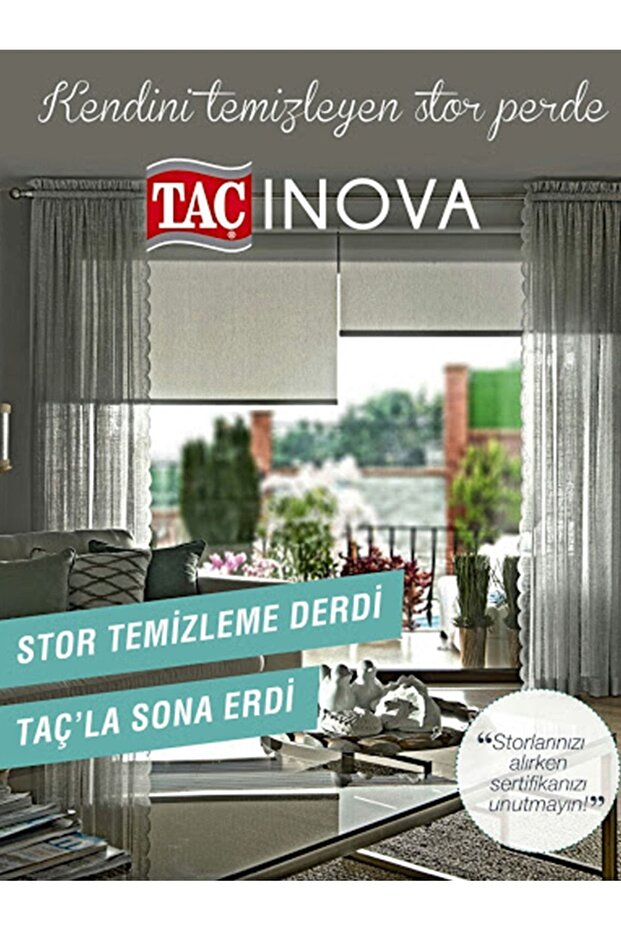 Rüyaper Mat Polyester Ekru Stor Perde Kalın Leke Tutmaz - 2