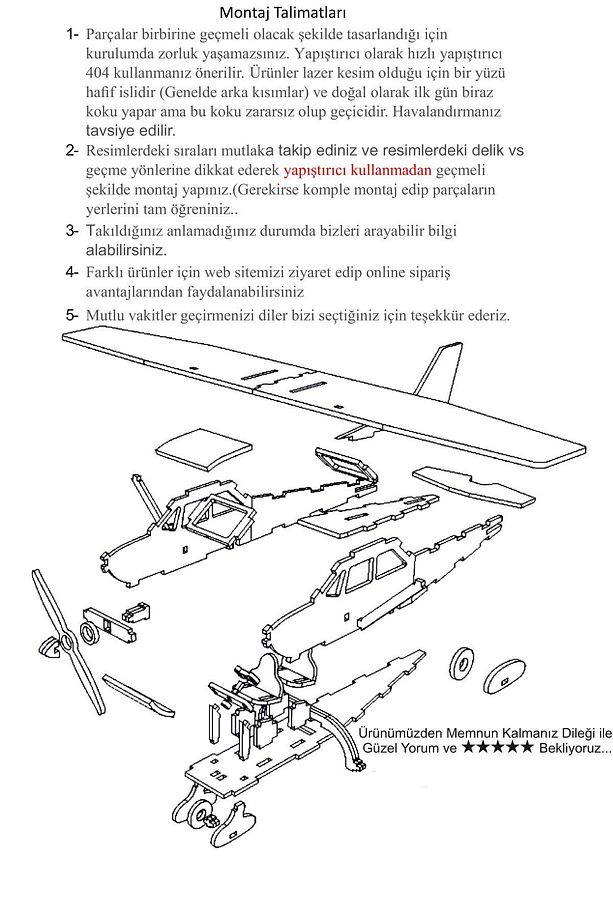 Eğitici Montessori Ahşap Cessna Uçak Maket Puzzle Boyama Seti - 5