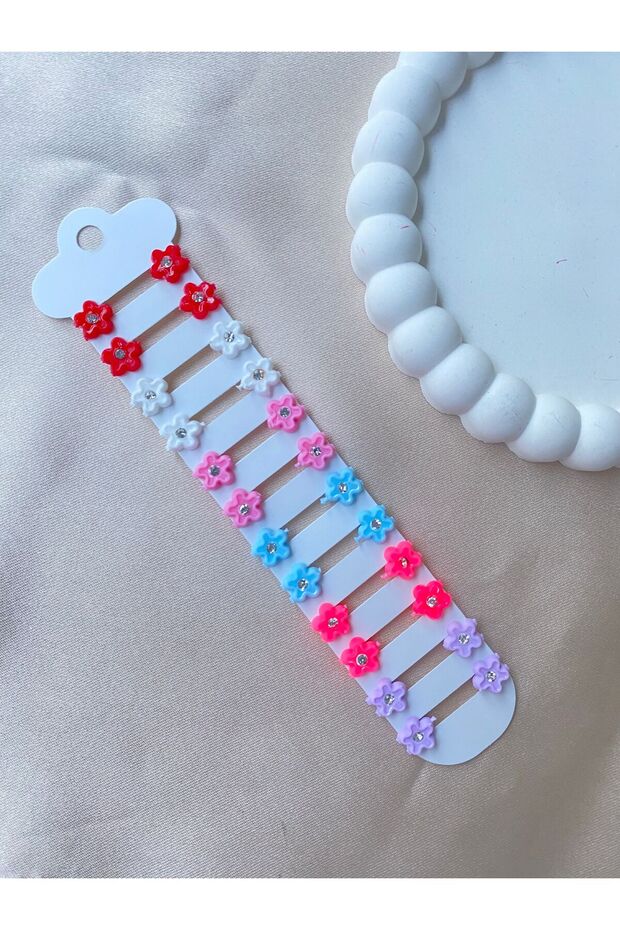 Mini Colorful Floral Stone Hair Braid Beads with Snap Fasteners