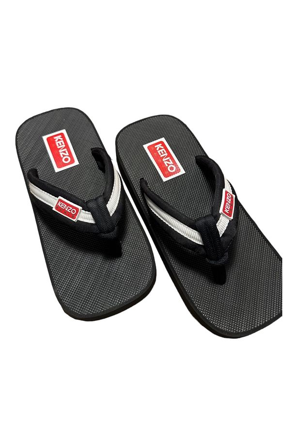 Logo-Patch Striped Flip Flops - 5