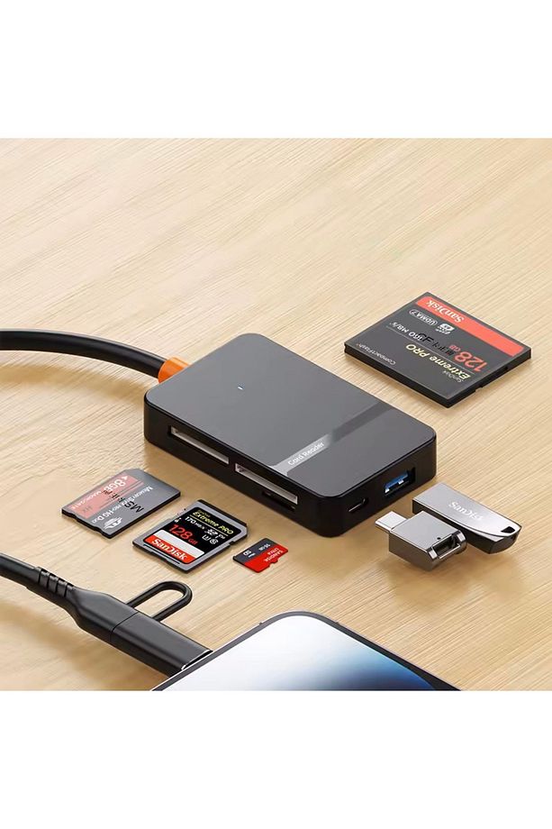 ADS-315 Lightning + USB-C MS CF TF/SD DHC SDXC Kamera Tak Çalıştır Type C USB 3.0 Data Kart Okuyucu - 2