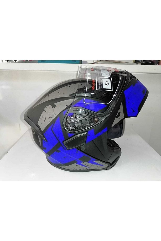 Jk 902 Mat Mavi Mat Siyah Çene Açılır Kask - 5
