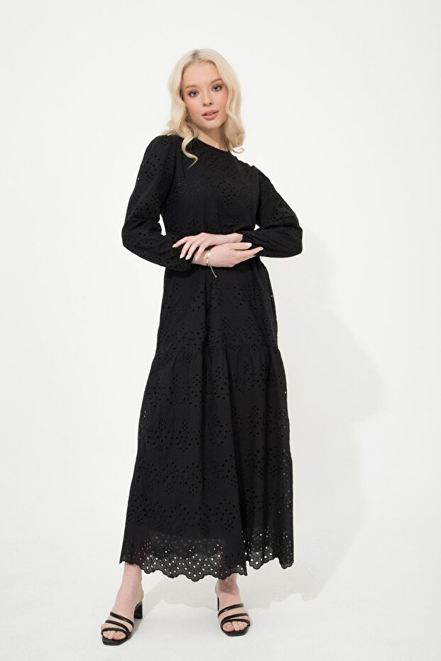 Women's Guipure Detailed Scallop Long Dress