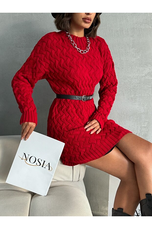Cross Braided Casual Knitwear Tunic